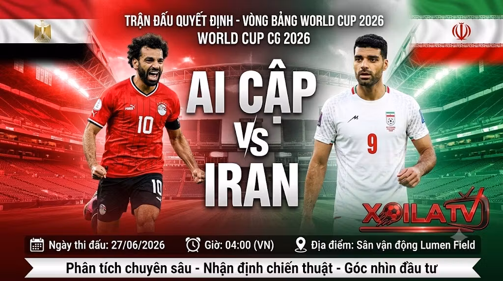Ảnh bìa nhận định trận đấu Ai Cập vs Iran tại lượt cuối bảng G World Cup 2026, điểm nhấn cuộc đối đầu giữa Mohamed Salah và Mehdi Taremi.