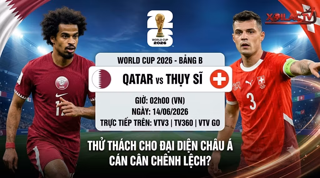 Ảnh bìa nhận định trận đấu Qatar vs Thụy Sĩ tại bảng B World Cup 2026.